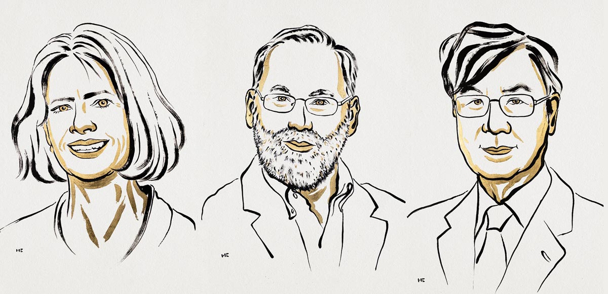 Мэри Э. Бранков, Фредерик Рамсделл и Симон Сакагучи. Источник: NobelPrize